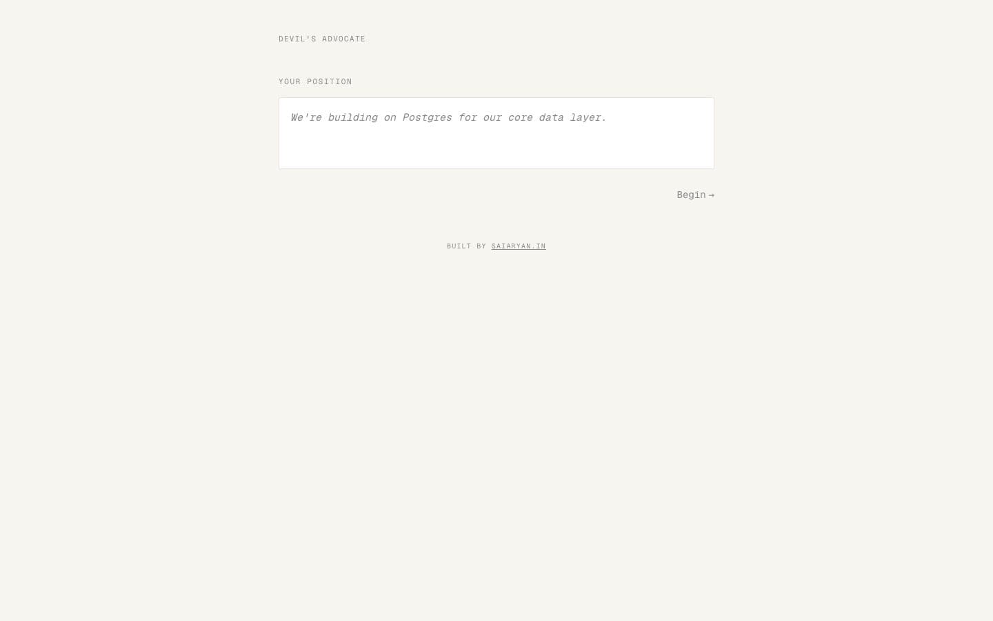 Devil's Advocate Machine's debate interface